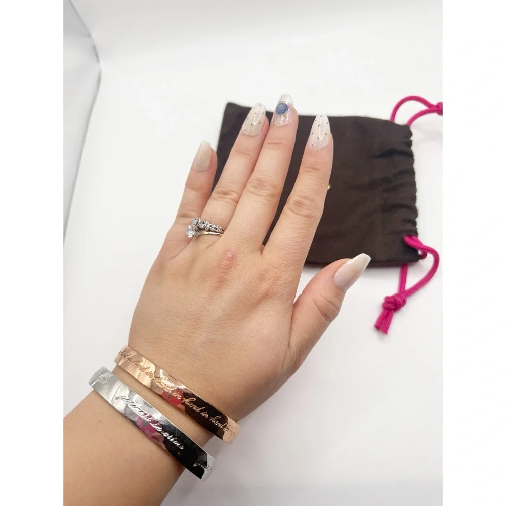 Kate Spade Idiom Bangle Set of 2 Gold and Silver Best Friends Bracelets - Picture 4 of 5